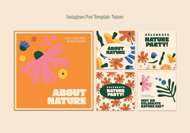 PSD flat design nature concept  instagram posts