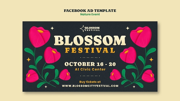 Flat design nature event facebook template