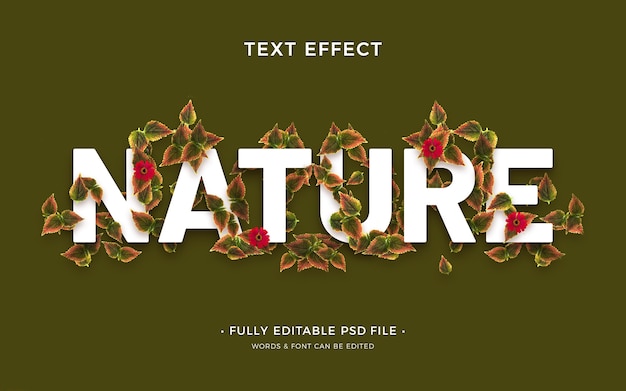 PSD flat design nature plant text effect