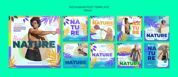 PSD flat design nature template