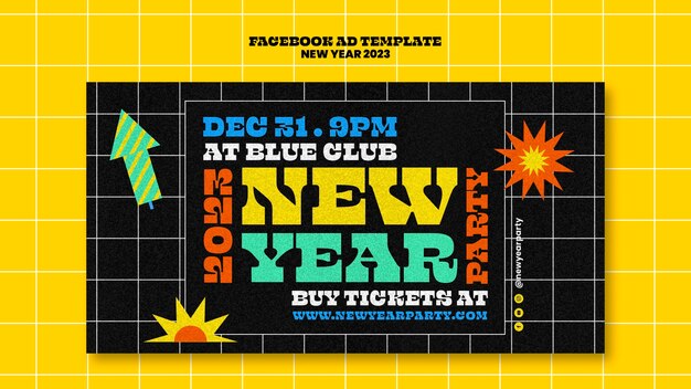 PSD フラットなデザインの新年facebookテンプレート