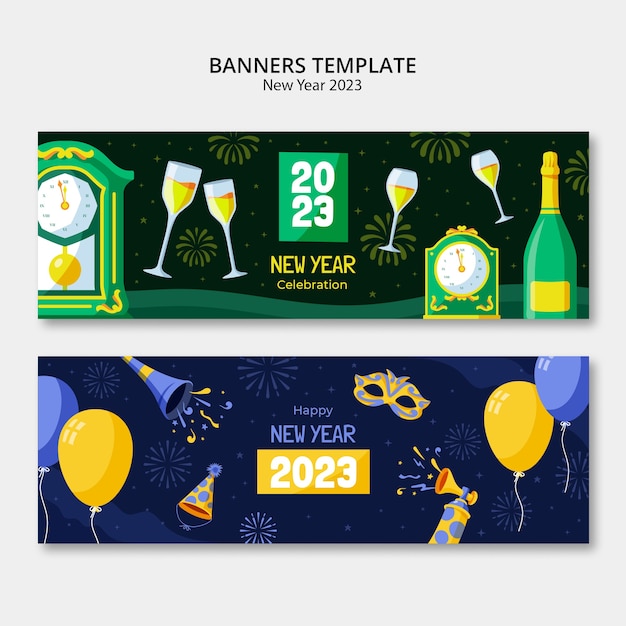 PSD flat design new year template