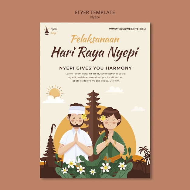 Modello di celebrazione di nyepi dal design piatto