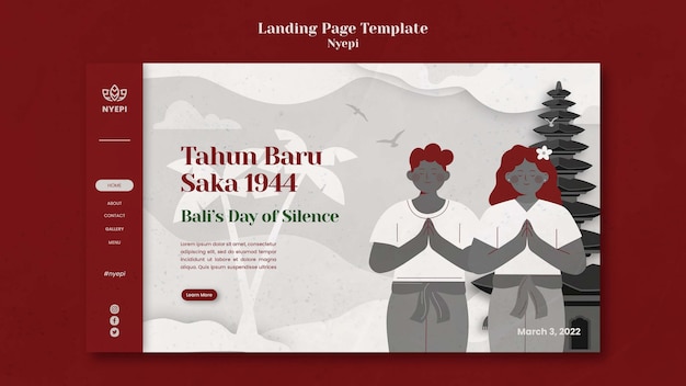 Flat design nyepi landing page template