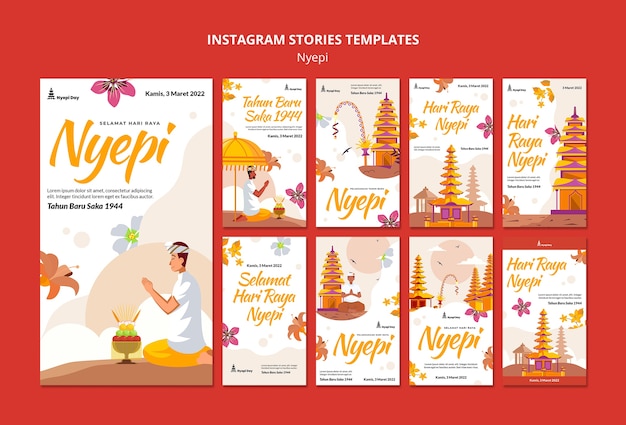 PSD flat design nyepi template