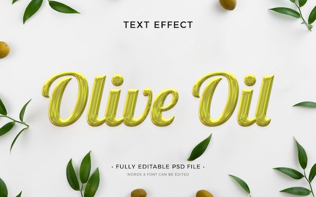 PSD flat design olive oil text effect