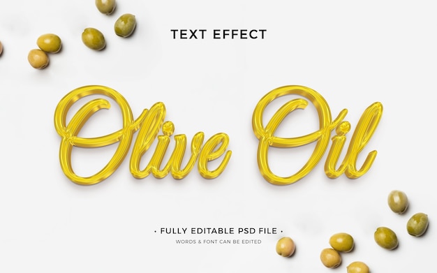 PSD Текстовый эффект оливкового масла в плоском дизайне