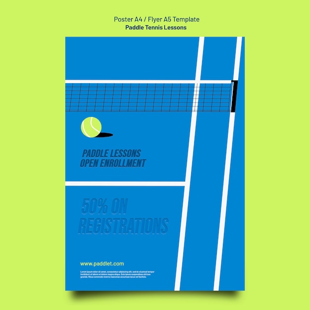 PSD Плоский дизайн шаблона для паддл-тенниса