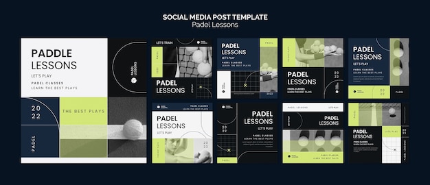 PSD flat design padel lessons template