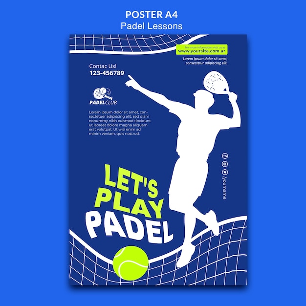 PSD flat design padel lessons template