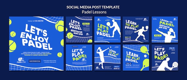 Flat design padel lessons template