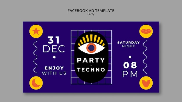 Flat design party celebration facebook template