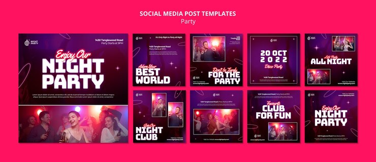 PSD flat design party design template