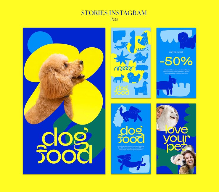 PSD 평면 디자인 애완 동물 관리 instagram 이야기