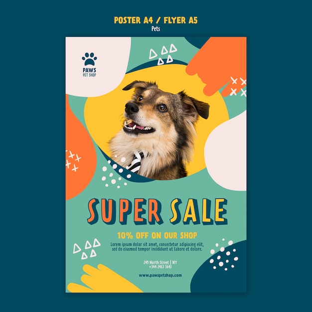 PSD flat design pet care template