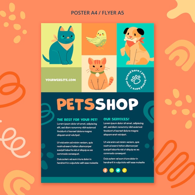 Flat design pet shop template