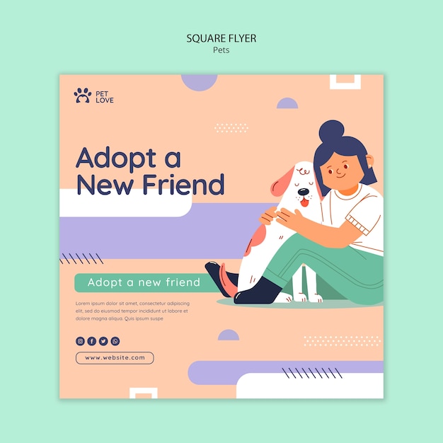 PSD flat design pet template