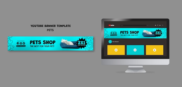 PSD flat design pet template