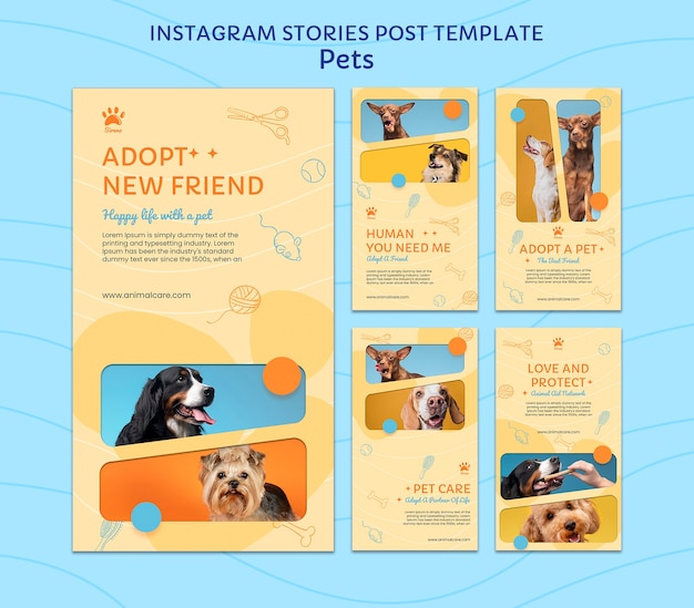 PSD flat design pets template