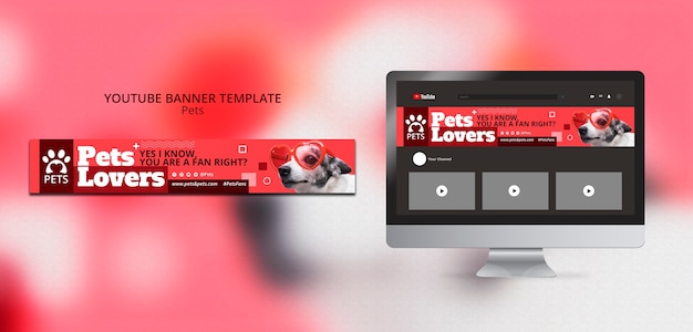 PSD flat design pets template