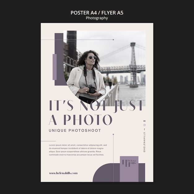 Flat design photography poster template