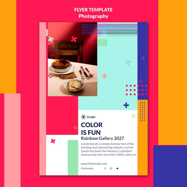 PSD flat design photography template design