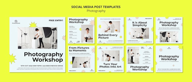 PSD flat design photography template