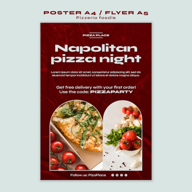 PSD flat design pizzeria foodie template