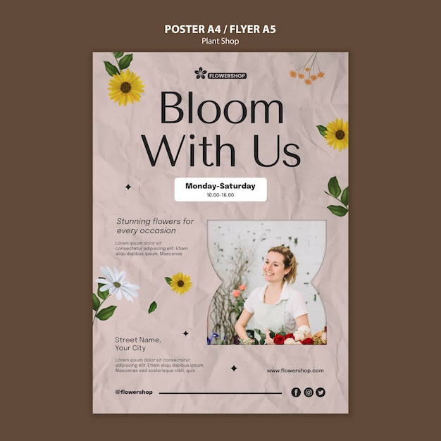 PSD flat design plant shop template