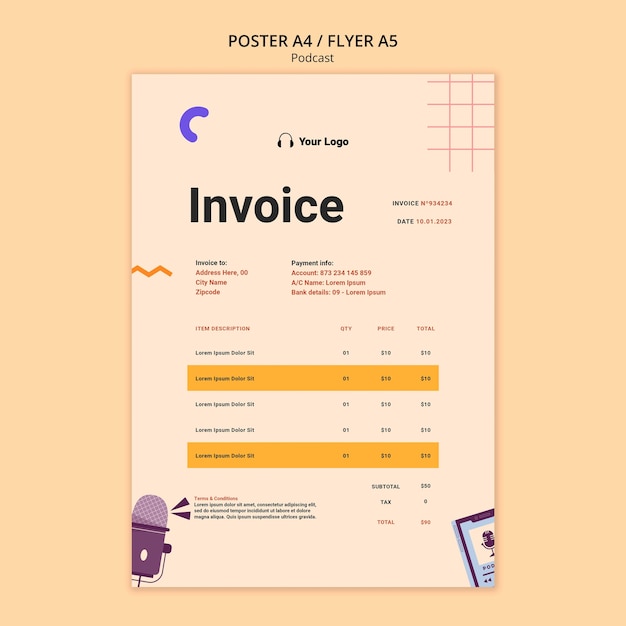 Modello di podcast dal design piatto