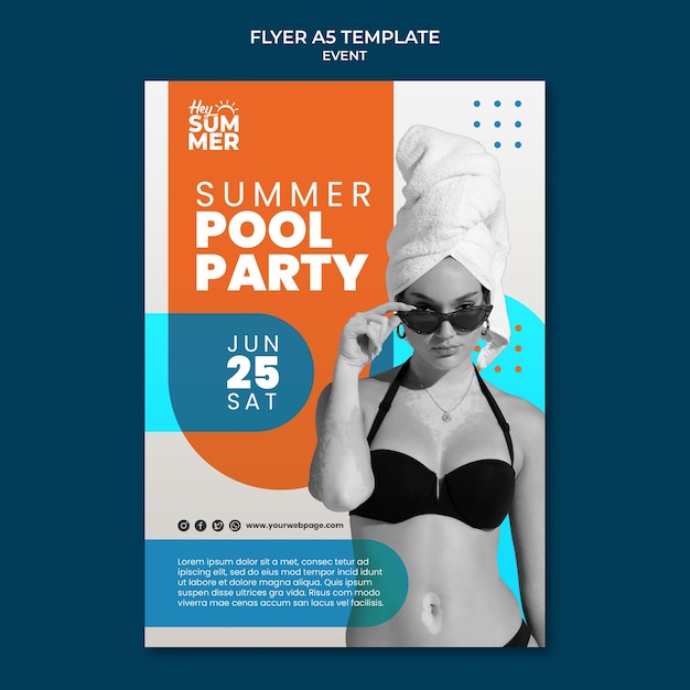 Flat design pool party template