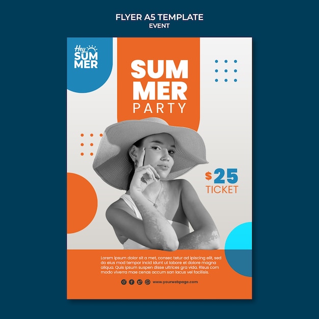 Flat design pool party template