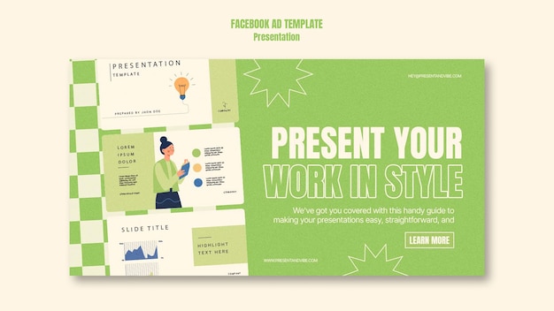 Flat design presentation slides facebook template