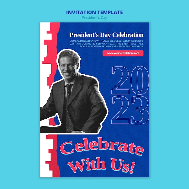 PSD flat design presidents day invitation template