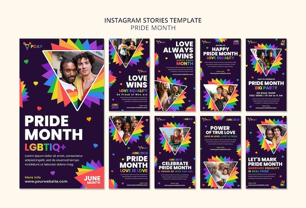 PSD flat design pride month instagram stories