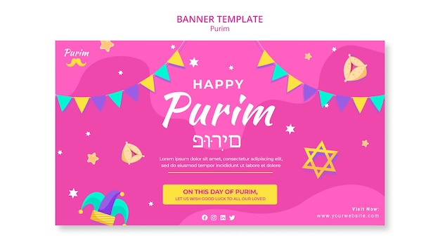 Flat design purim template