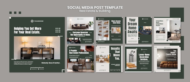 PSD flat design real estate and building template