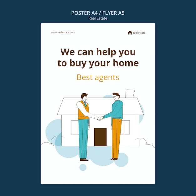 PSD flat design real estate poster template