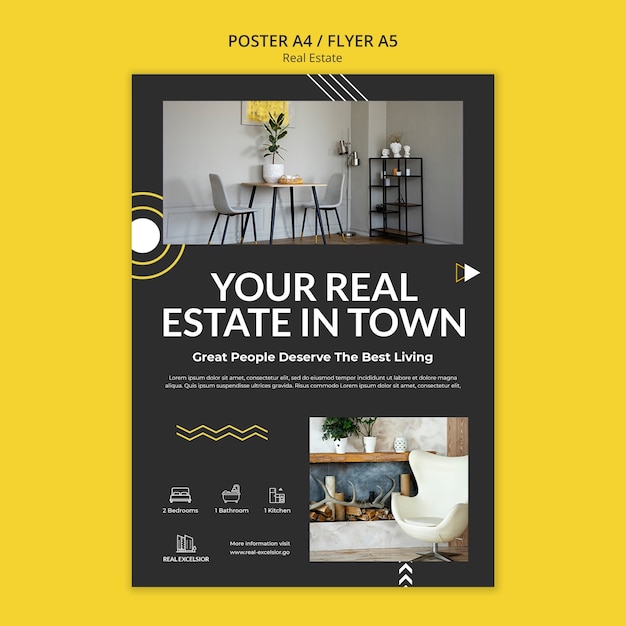 PSD flat design real estate template