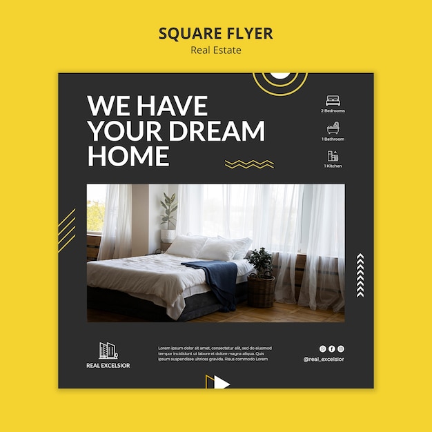 PSD flat design real estate template