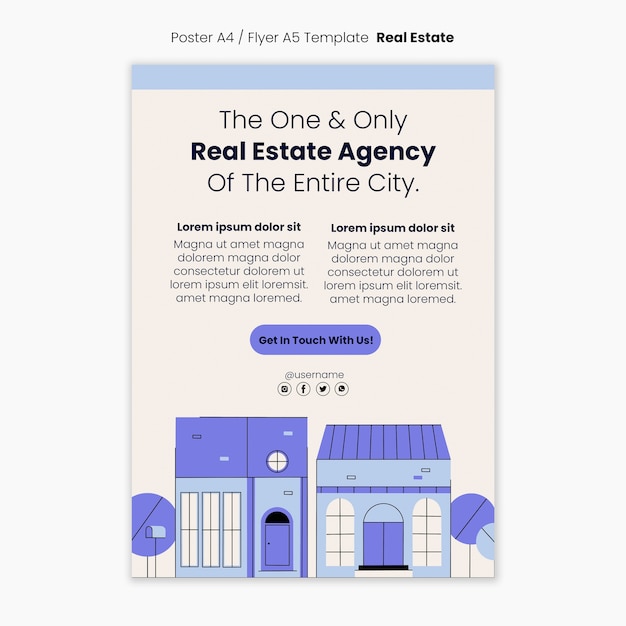 PSD flat design real estate template