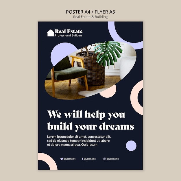 PSD flat design real estate template