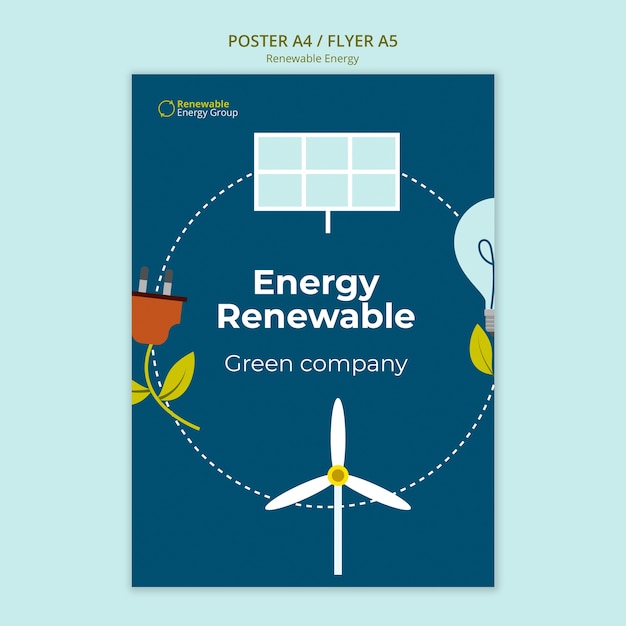 PSD flat design renewable energy poster