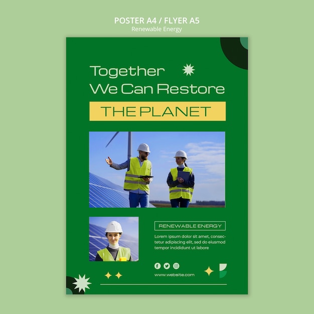 PSD flat design renewable energy template