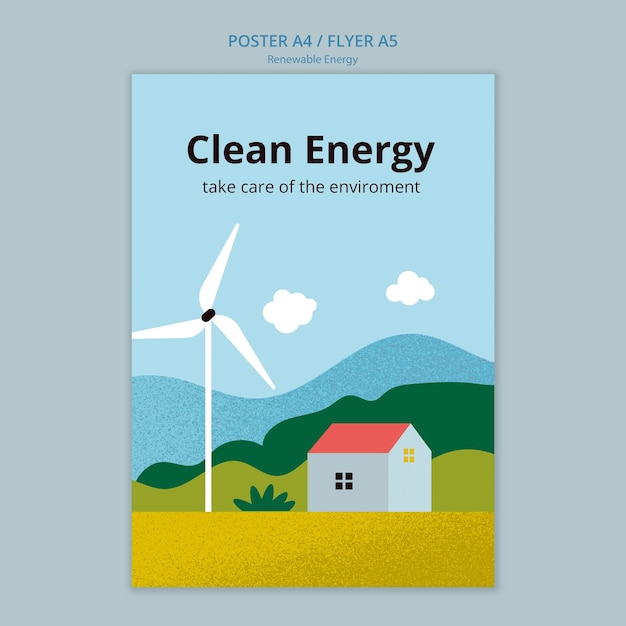 PSD flat design renewable energy template