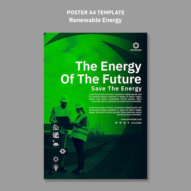 PSD flat design renewable energy template