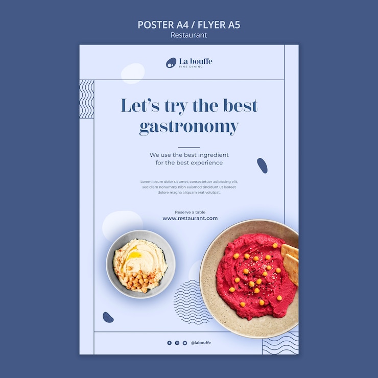 PSD flat design restaurant food template