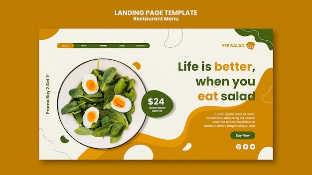 Flat design restaurant menu template