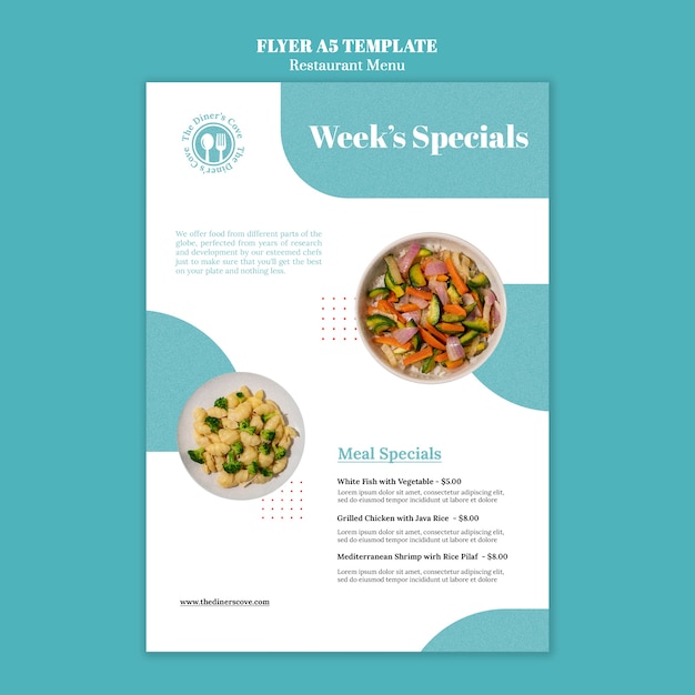 Flat design restaurant menu template