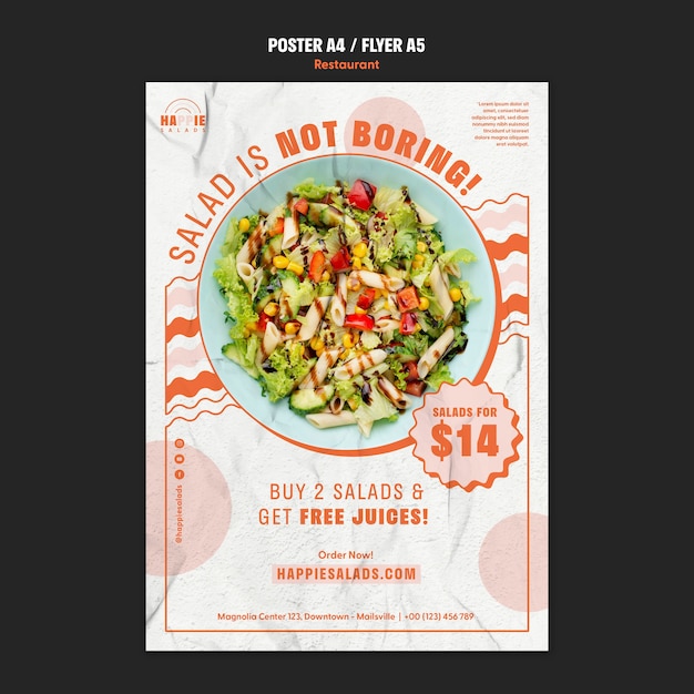 Flat design restaurant  poster template